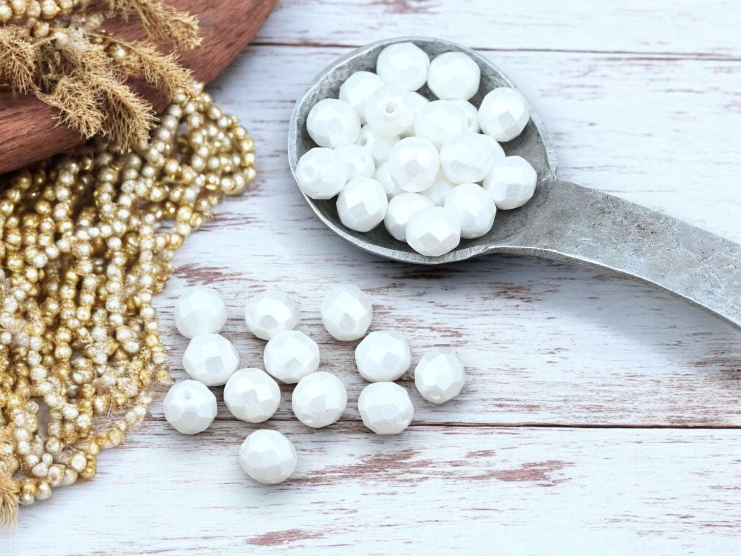 Czech Glass Beads - Round Beads - 8mm Beads - Fire Polish Beads - Pearl Beads - 25pcs - (5775)