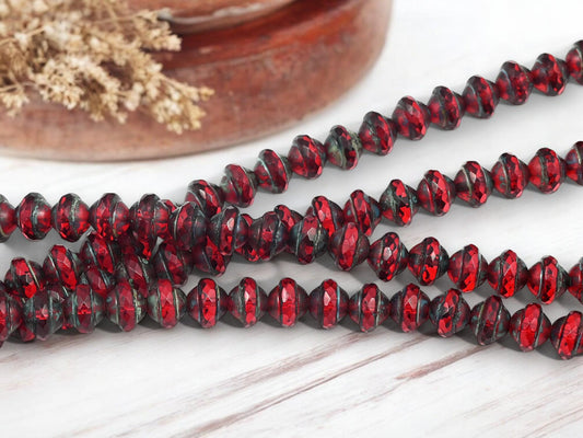 Czech Glass Beads - Saturn Beads - Picasso Beads - Saucer Beads - Planet Beads - UFO Beads - 9x7mm - 19pcs - (2078)