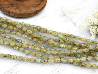 Picasso Beads - Czech Glass Beads - Tear Drop Beads - Fire Polished Beads - 29pcs - 5x7mm - (5871)