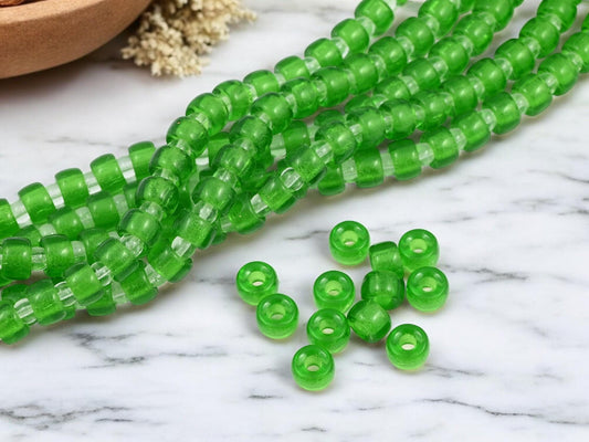 Holiday Beads - Czech Glass Beads - Large Hole Beads - Roller beads - 5x8mm - 24pcs - (2916)