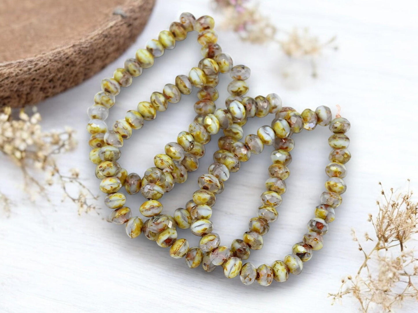 Czech Glass Fire Polished Picasso Rondelle Beads - 3x5mm - 30pcs - (243)