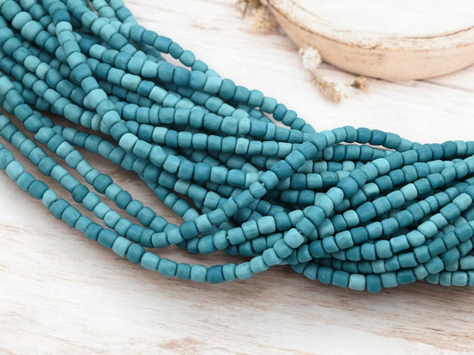 Recycled Glass Beads - Indonesian Java Trade Beads - 4-7mm - 24" Strand - (A109)