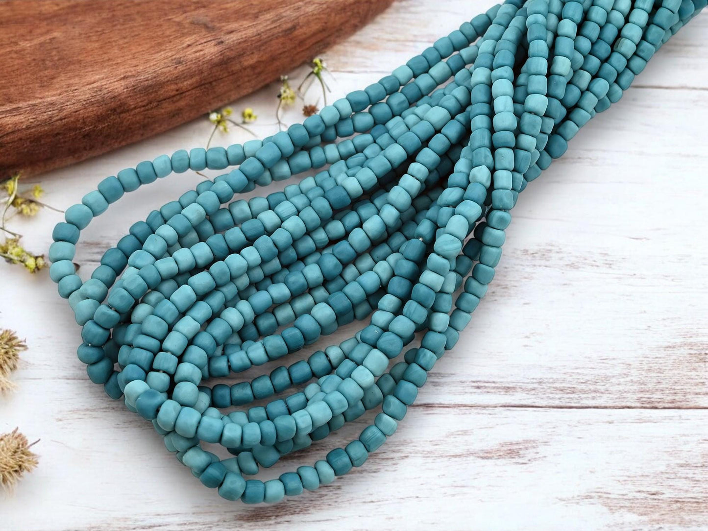 Recycled Glass Beads - Indonesian Java Trade Beads - 4-7mm - 24" Strand - (A109)