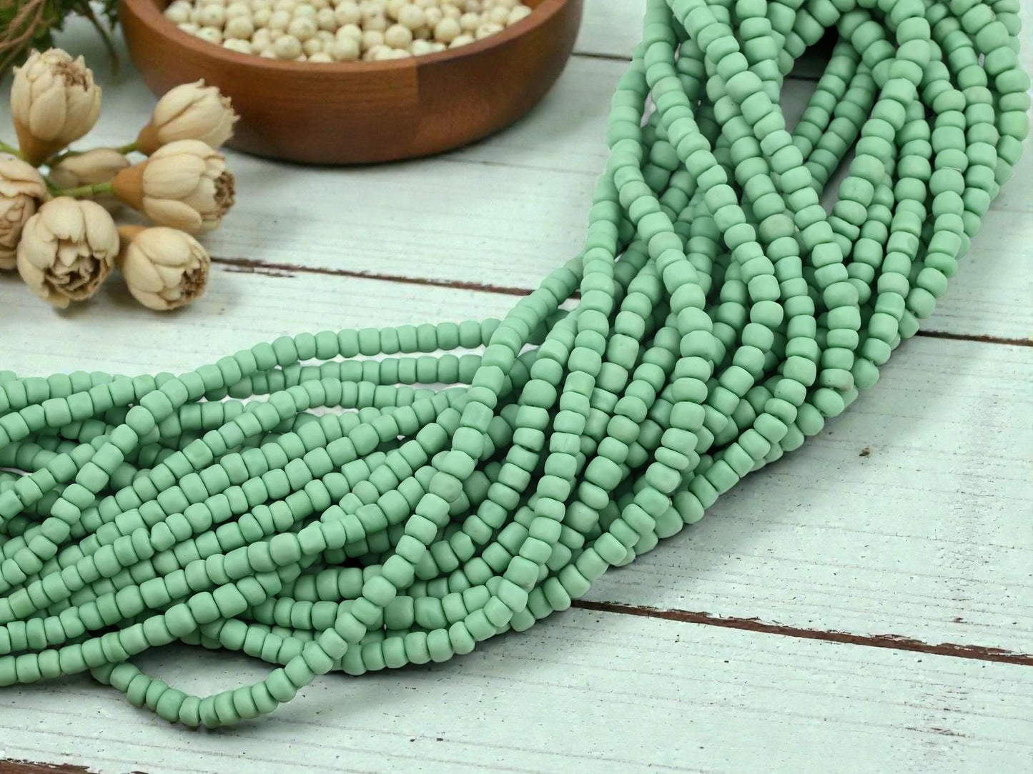Recycled Glass Beads - Indonesian Java Trade Beads - 4-7mm - 24" Strand - (883)