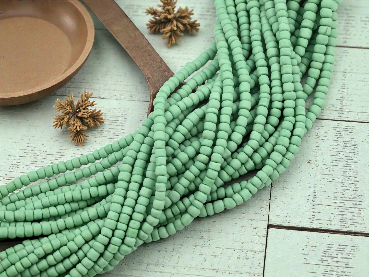 Recycled Glass Beads - Indonesian Java Trade Beads - 4-7mm - 24" Strand - (883)