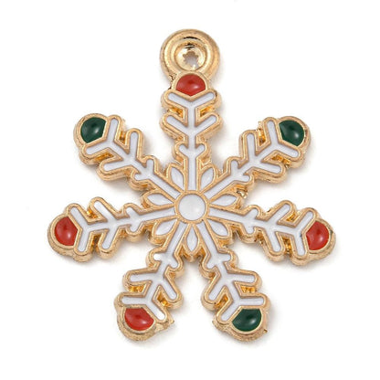Metal Charms - Snowflake Charms - Christmas Charms - Holiday Charms - Enamel Charms - 5pcs - 23x20mm - (453)