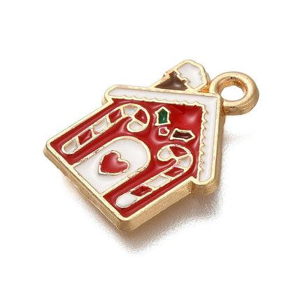 Christmas Charms - Gold Charms - Enamel Charms - Metal Charms - 5pcs - 18x13mm - (4112)