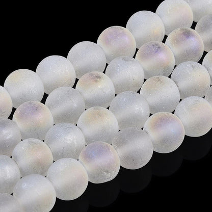 Chinese Glass Beads - Round Beads - Matte Crystal AB - 8mm Beads - 15" Strand - (1861)