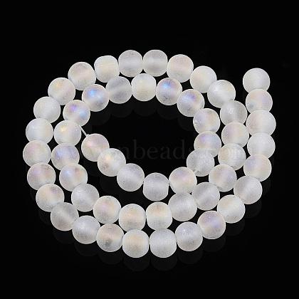 Chinese Glass Beads - Round Beads - Matte Crystal AB - 8mm Beads - 15" Strand - (1861)