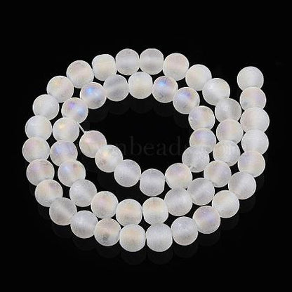 Chinese Glass Beads - Round Beads - Matte Crystal AB - 8mm Beads - 15" Strand - (1861)