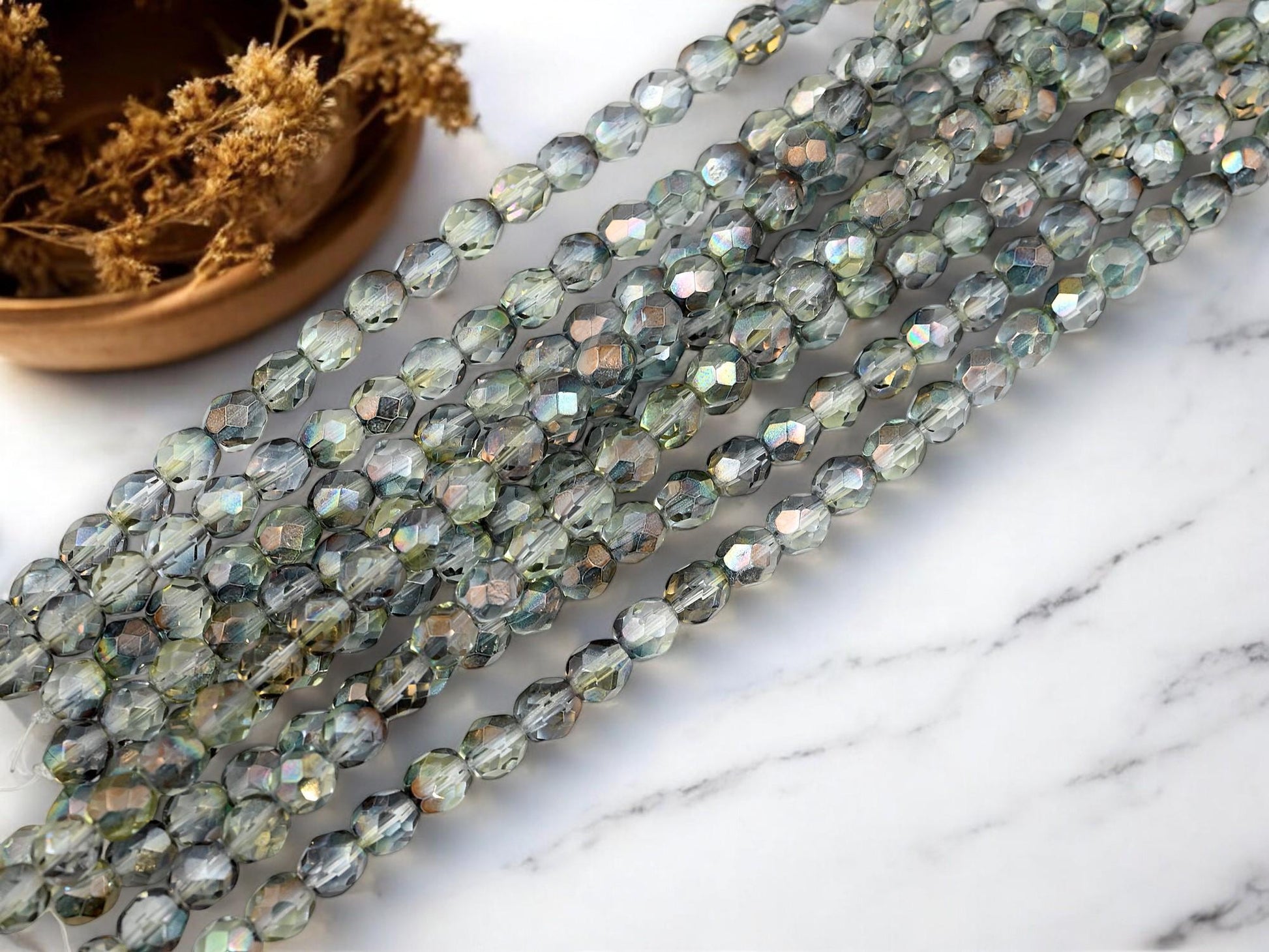 Czech Glass Beads - Fire Polished Beads - Round Beads - 7mm - 29pcs - (4587)