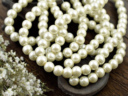Creamy White Pearl Round Beads (32 inch strand) -- Choose Your Size