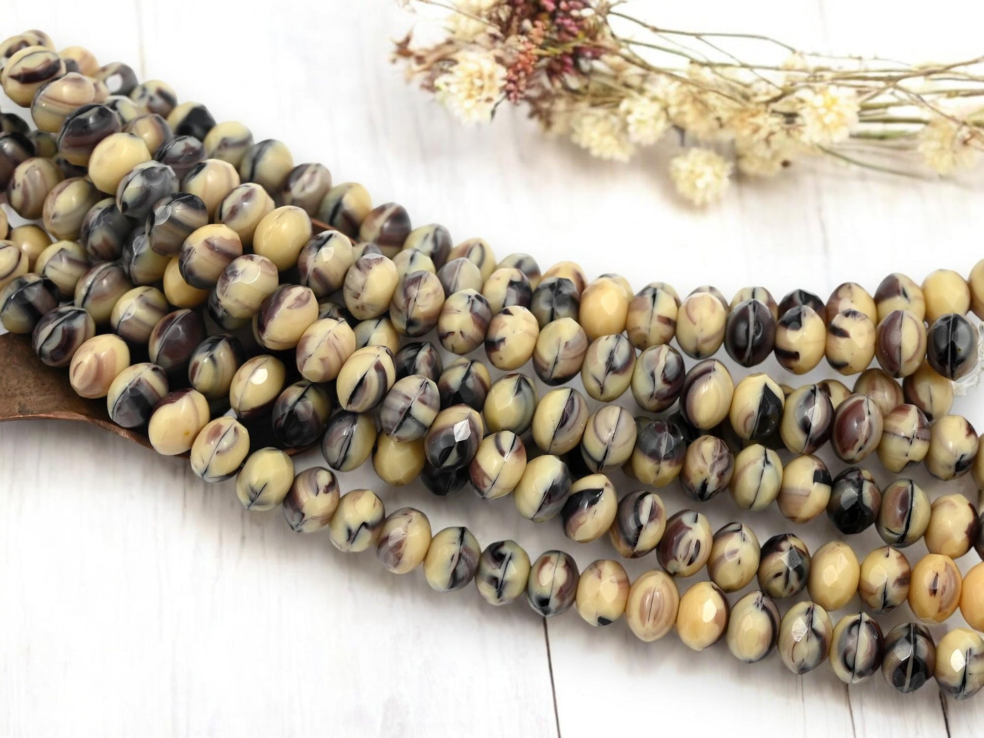 Czech Glass Beads - Rondelle Beads - Fire Polished Beads - Old Stock Beads - 6x9mm - 25pcs - (4635)