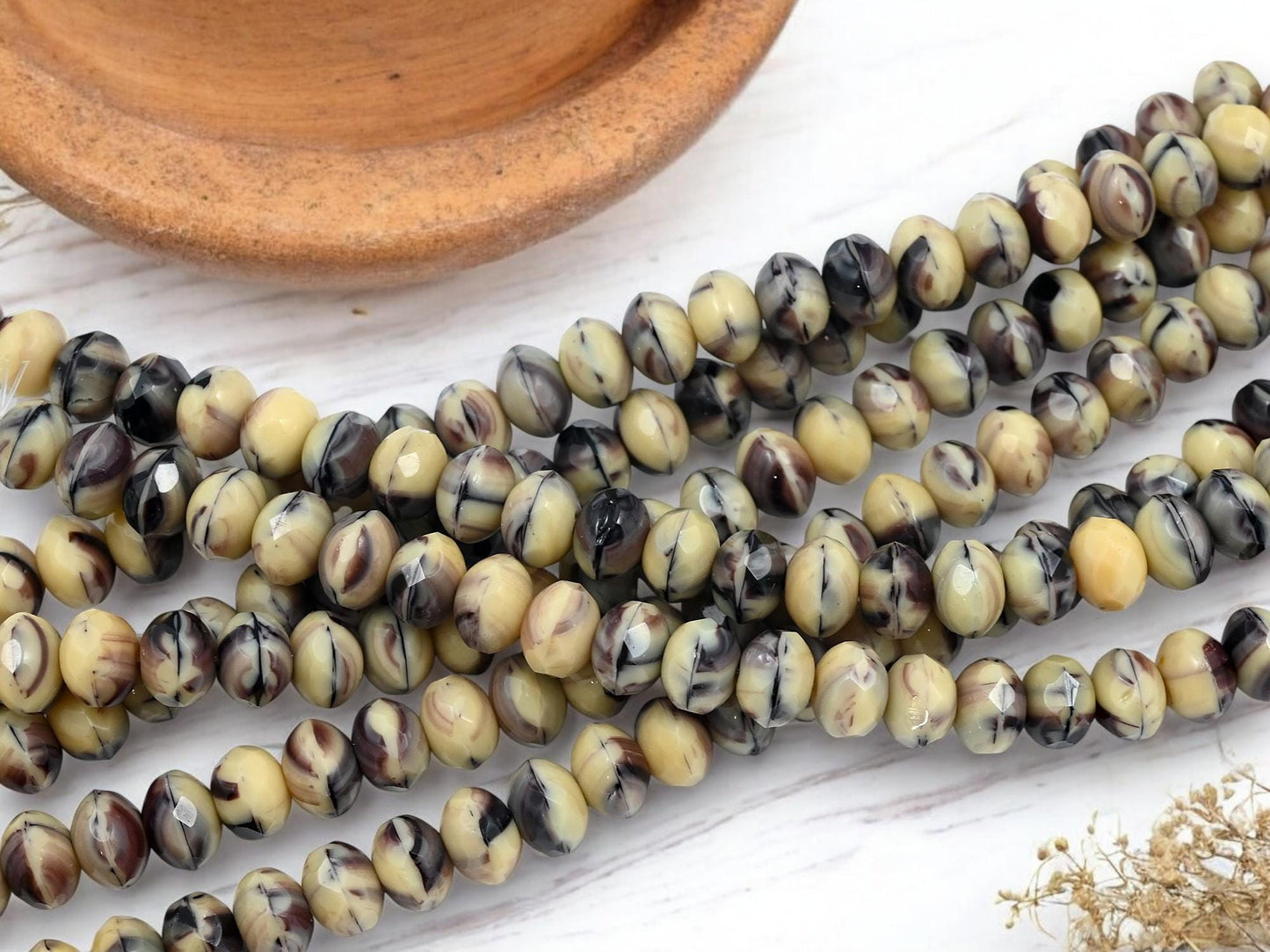 Czech Glass Beads - Rondelle Beads - Fire Polished Beads - Old Stock Beads - 6x9mm - 25pcs - (4635)