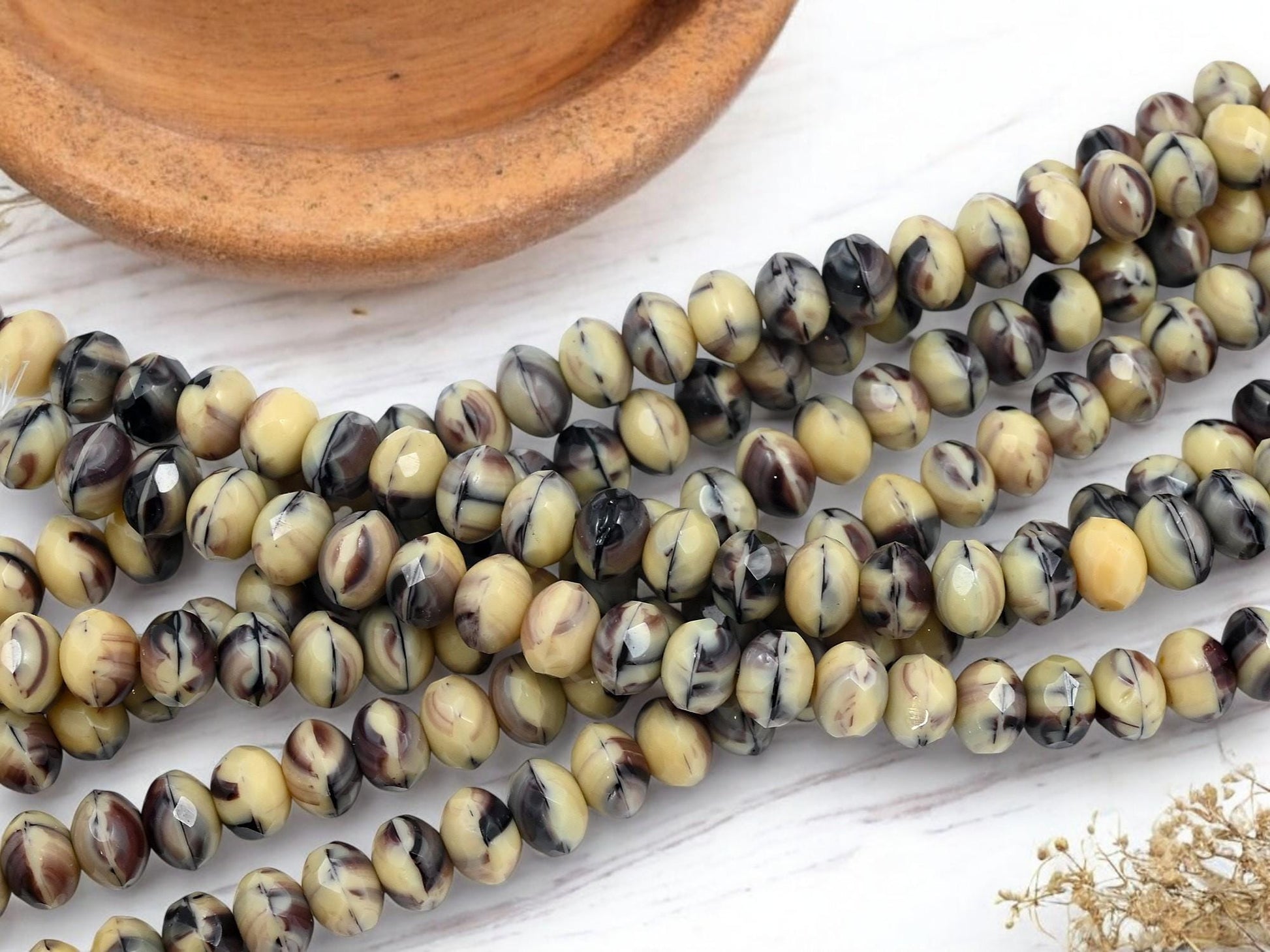 Czech Glass Beads - Rondelle Beads - Fire Polished Beads - Old Stock Beads - 6x9mm - 25pcs - (4635)