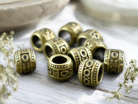 *20* 7x9mm Antique Bronze Large Hole Drum Beads