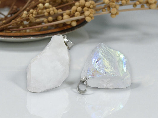 Natural Rock Crystal Pendant with bail - 1pcs - (3351)