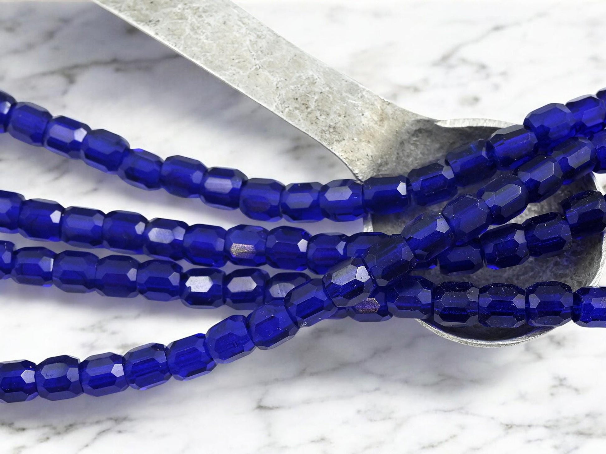 Czech Glass Faceted Fire Polished Large Hole Barrel Beads - 25pcs - (3752)