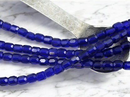 Czech Glass Faceted Fire Polished Large Hole Barrel Beads - 25pcs - (3752)