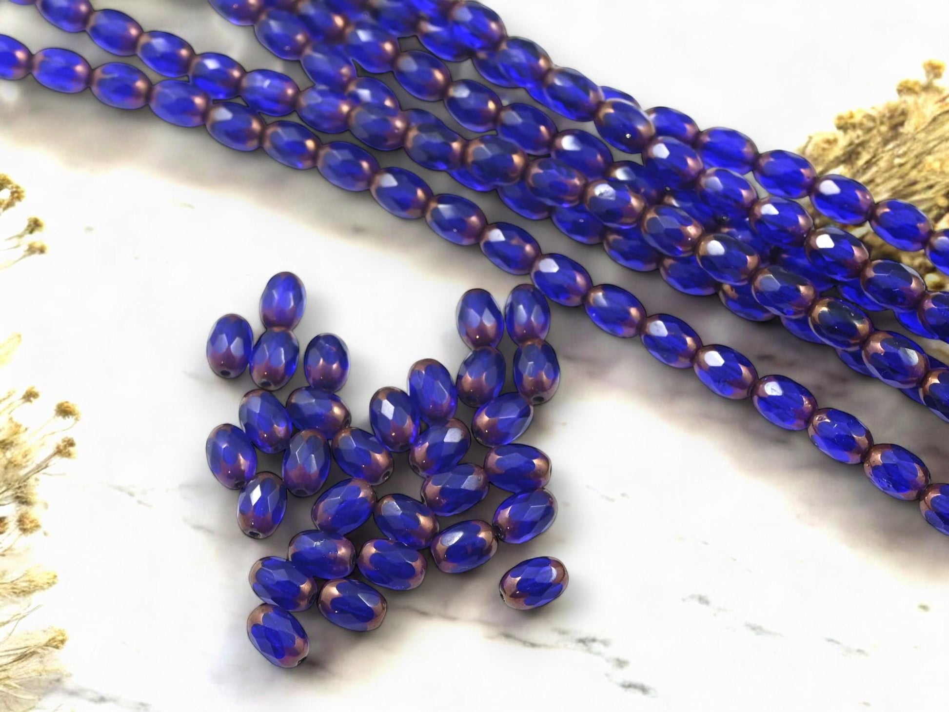 Czech Glass Beads - Fire Polished Beads - Oval Beads - Old Stock Beads - 5x7mm - 30pcs - (141)