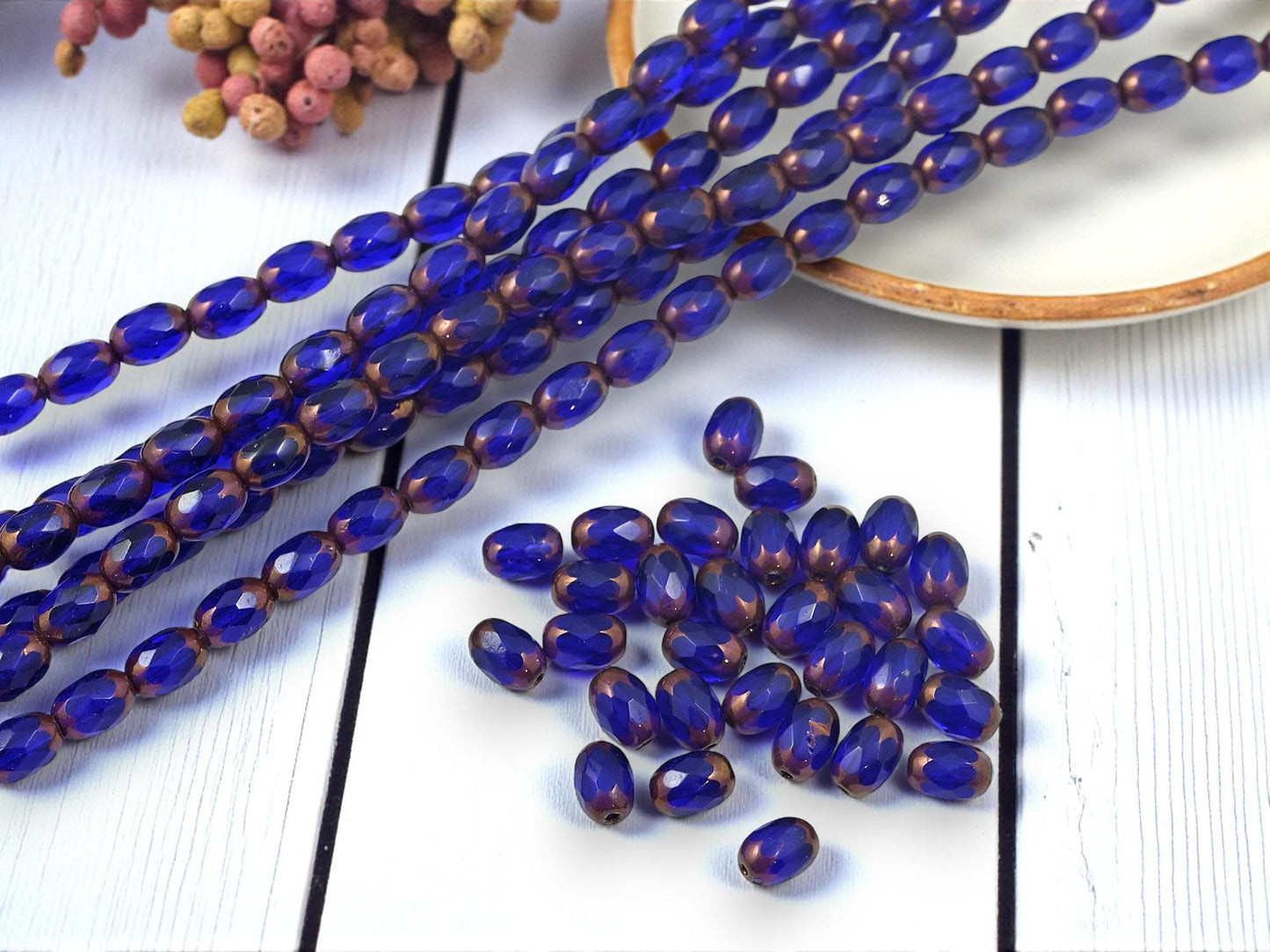Czech Glass Beads - Fire Polished Beads - Oval Beads - Old Stock Beads - 5x7mm - 30pcs - (141)