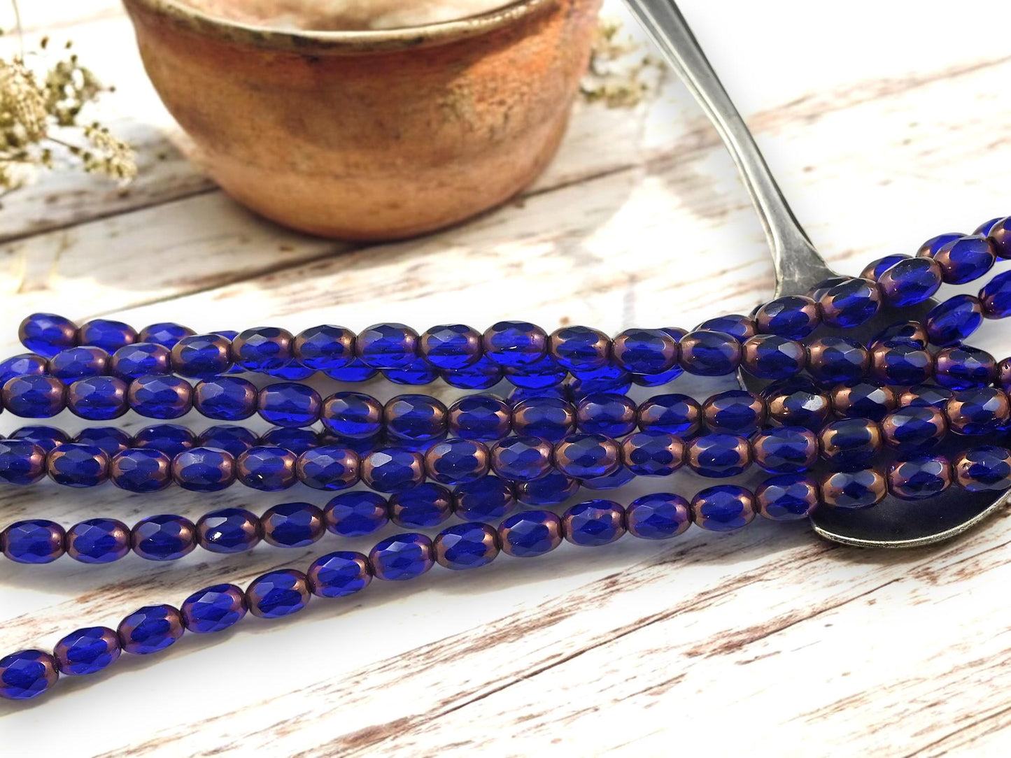 Czech Glass Beads - Fire Polished Beads - Oval Beads - Old Stock Beads - 5x7mm - 30pcs - (141)