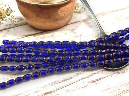 Czech Glass Beads - Fire Polished Beads - Oval Beads - Old Stock Beads - 5x7mm - 30pcs - (141)