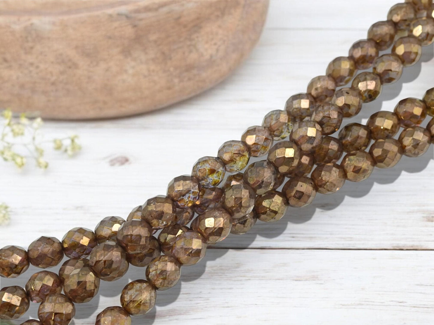 Czech Glass Beads - Fire Polished Glass Beads - Picasso Beads - Round Beads - 10mm Beads - 20pcs - (1062)