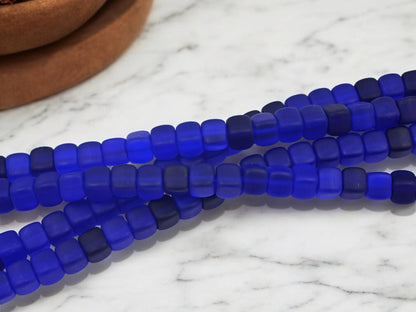 Czech Glass Cube Beads - Cobalt Blue - Vintage Czech - 8x9mm - 8 inch strand - (178)