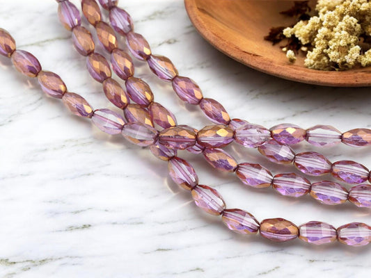 Old Stock Czech Glass Table Cut Faceted 2 Cut Oval Beads for Jewelry Making - 13x8mm - 17pcs - (3335)