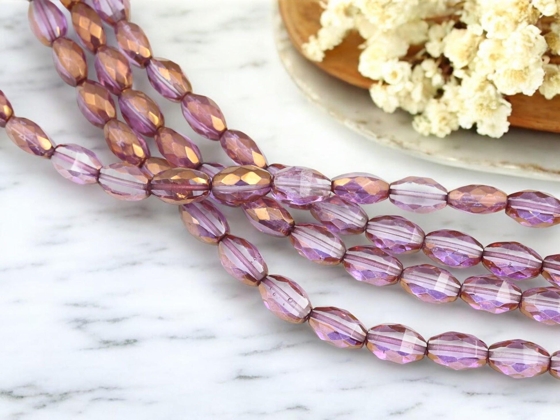 Old Stock Czech Glass Table Cut Faceted 2 Cut Oval Beads for Jewelry Making - 13x8mm - 17pcs - (3335)