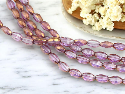 Old Stock Czech Glass Table Cut Faceted 2 Cut Oval Beads for Jewelry Making - 13x8mm - 17pcs - (3335)
