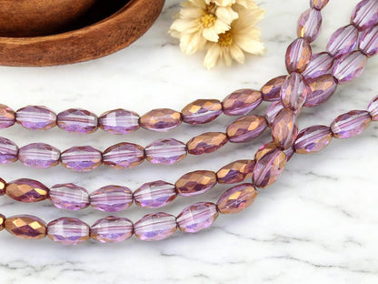Old Stock Czech Glass Table Cut Faceted 2 Cut Oval Beads for Jewelry Making - 13x8mm - 17pcs - (3335)