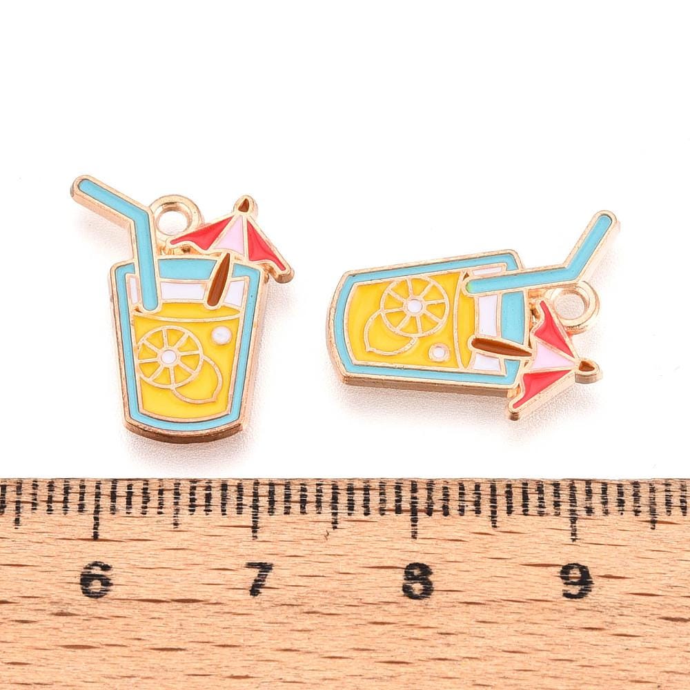Drink Charms - Metal Charms - Enamel Charms - Beach Charms - 10pcs - 19x14mm - (3630)
