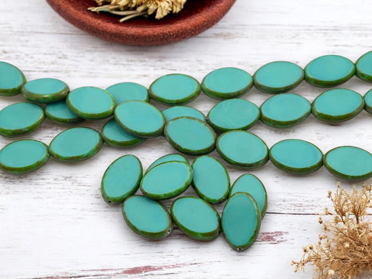 Czech Glass Beads - Picasso Beads - Table Cut Beads - Oval Beads - 19x14mm - 8pcs - (2165)