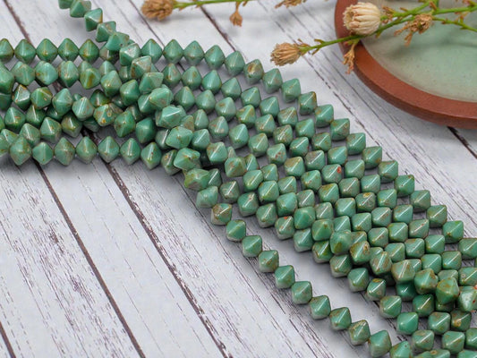 Czech Glass Beads - Picasso Beads - Bicone Beads - Turquoise Picasso - 6mm - 45pcs - (5640)