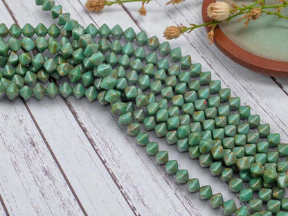 Czech Glass Beads - Picasso Beads - Bicone Beads - Turquoise Picasso - 6mm - 45pcs - (5640)