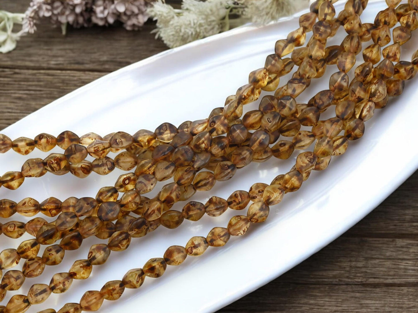 *30* 6mm Matte Crystal Picasso Pinch Beads