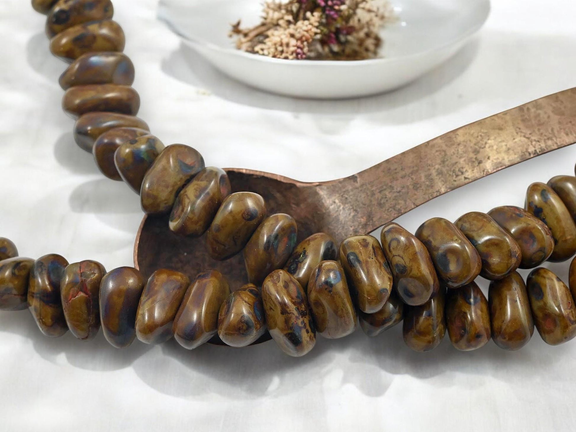 Czech Glass Beads - Picasso Beads - Nugget Beads - Czech Spacer Beads - Large Chunky Beads - 18x10x12mm - 12pcs - (A477)