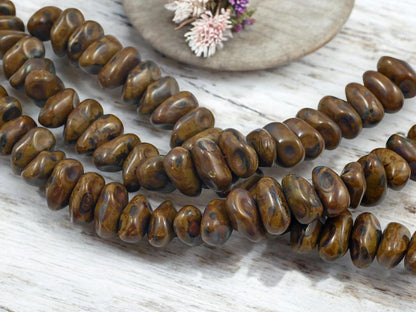 Czech Glass Beads - Picasso Beads - Nugget Beads - Czech Spacer Beads - Large Chunky Beads - 18x10x12mm - 12pcs - (A477)