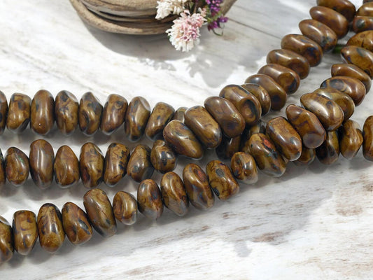 Czech Glass Beads - Picasso Beads - Nugget Beads - Czech Spacer Beads - Large Chunky Beads - 18x10x12mm - 12pcs - (A477)