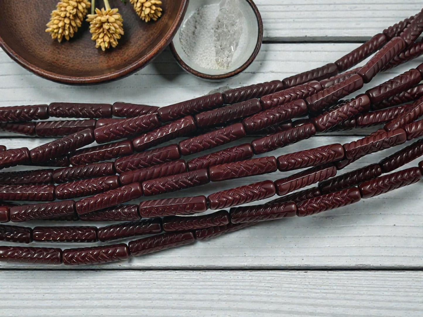 Czech Glass Beads - Tube Beads - Old Stock Beads - 18x4mm - 11pcs - (3754)