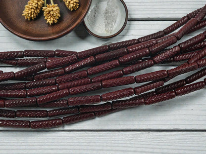 Czech Glass Beads - Tube Beads - Old Stock Beads - 18x4mm - 11pcs - (3754)