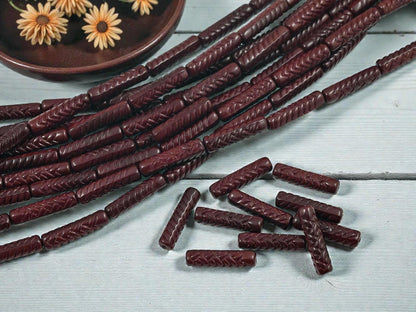 Czech Glass Beads - Tube Beads - Old Stock Beads - 18x4mm - 11pcs - (3754)