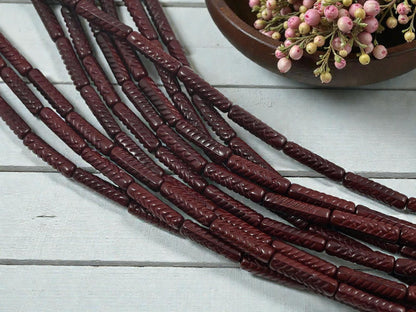 Czech Glass Beads - Tube Beads - Old Stock Beads - 18x4mm - 11pcs - (3754)