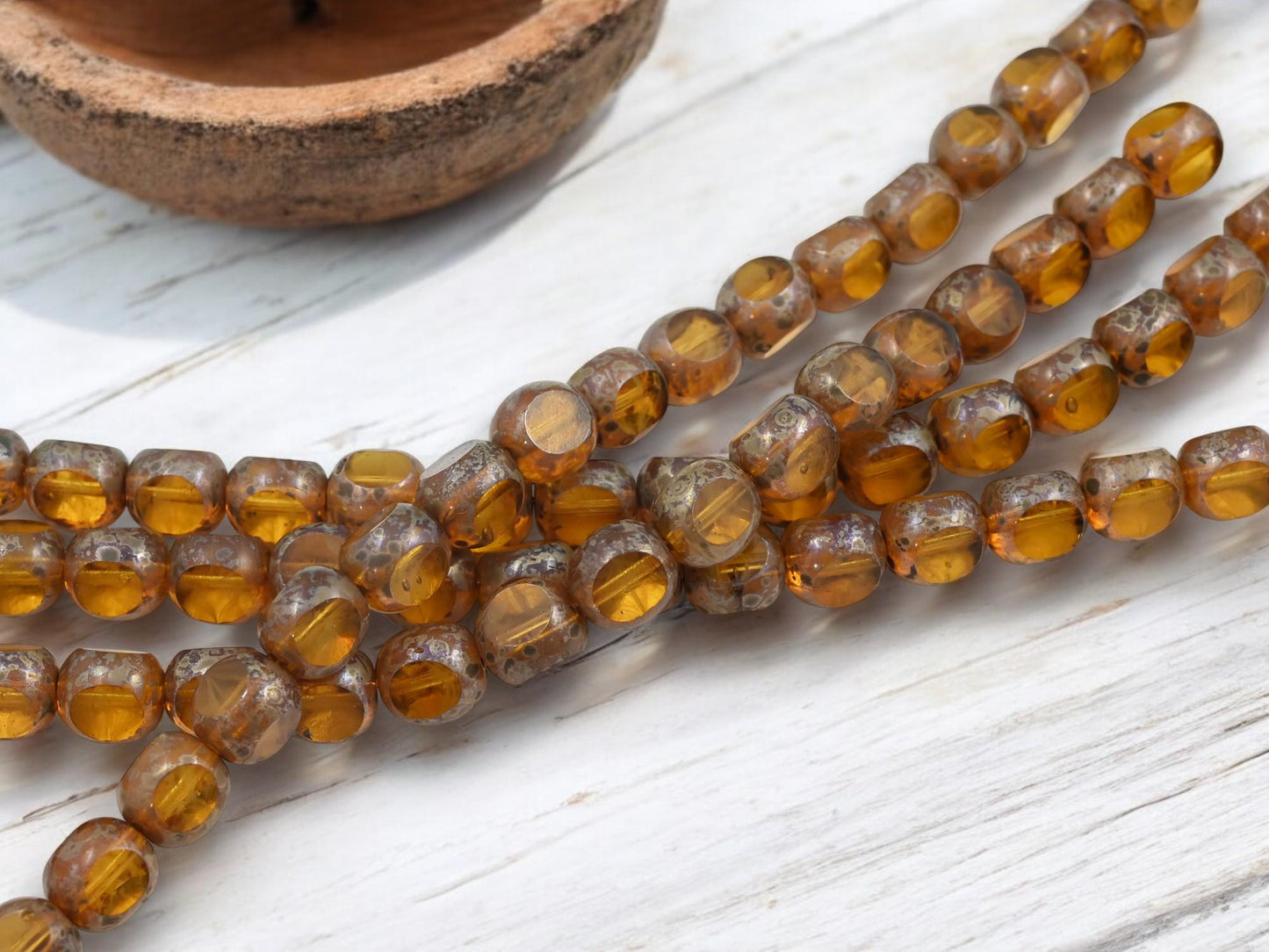 Czech Glass Picasso Beads - 3 Cut Round Beads - Old Stock Beads - 10mm - 20pcs - (976)