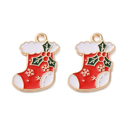 Christmas Charms - Metal Charms - Holiday Charms - Enamel Charms - 5pcs - 20x15mm - (B748)