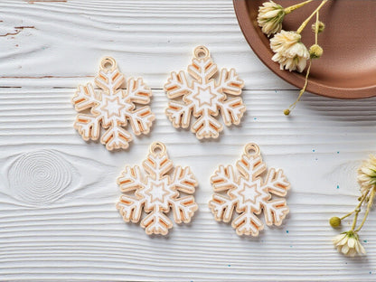 Metal Charms - Snowflake Charms - Christmas Charms - Holiday Charms - Enamel Charms - 5pcs - 22x18mm - (2057)
