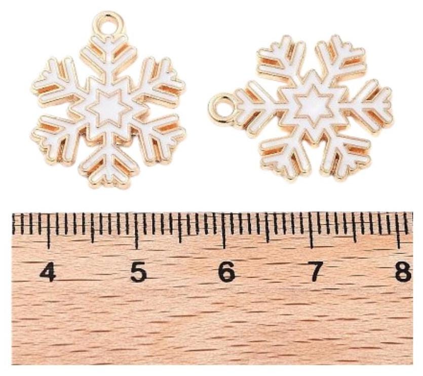 Metal Charms - Snowflake Charms - Christmas Charms - Holiday Charms - Enamel Charms - 5pcs - 22x18mm - (2057)
