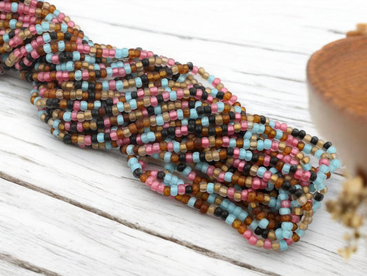 Picasso Seed Beads - Aged Picasso Beads - Czech Glass Beads - Size 5 Seed Beads - 5/0 - 21" Strand - (3882)